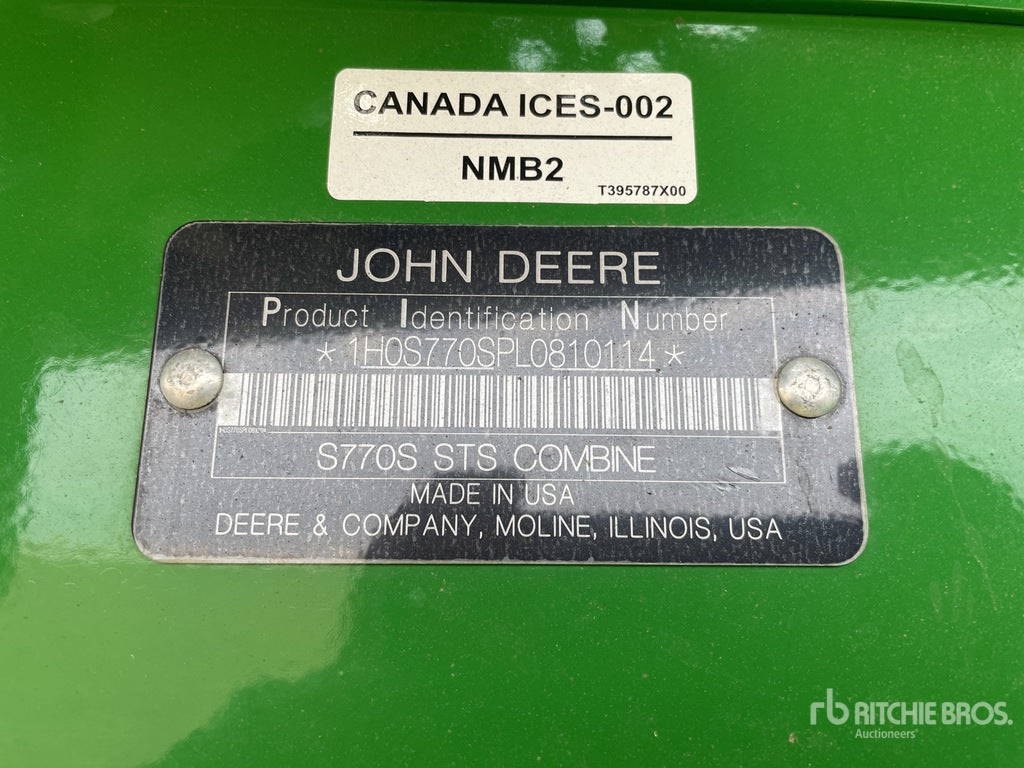 2020 John Deere S770S Combine Harvester